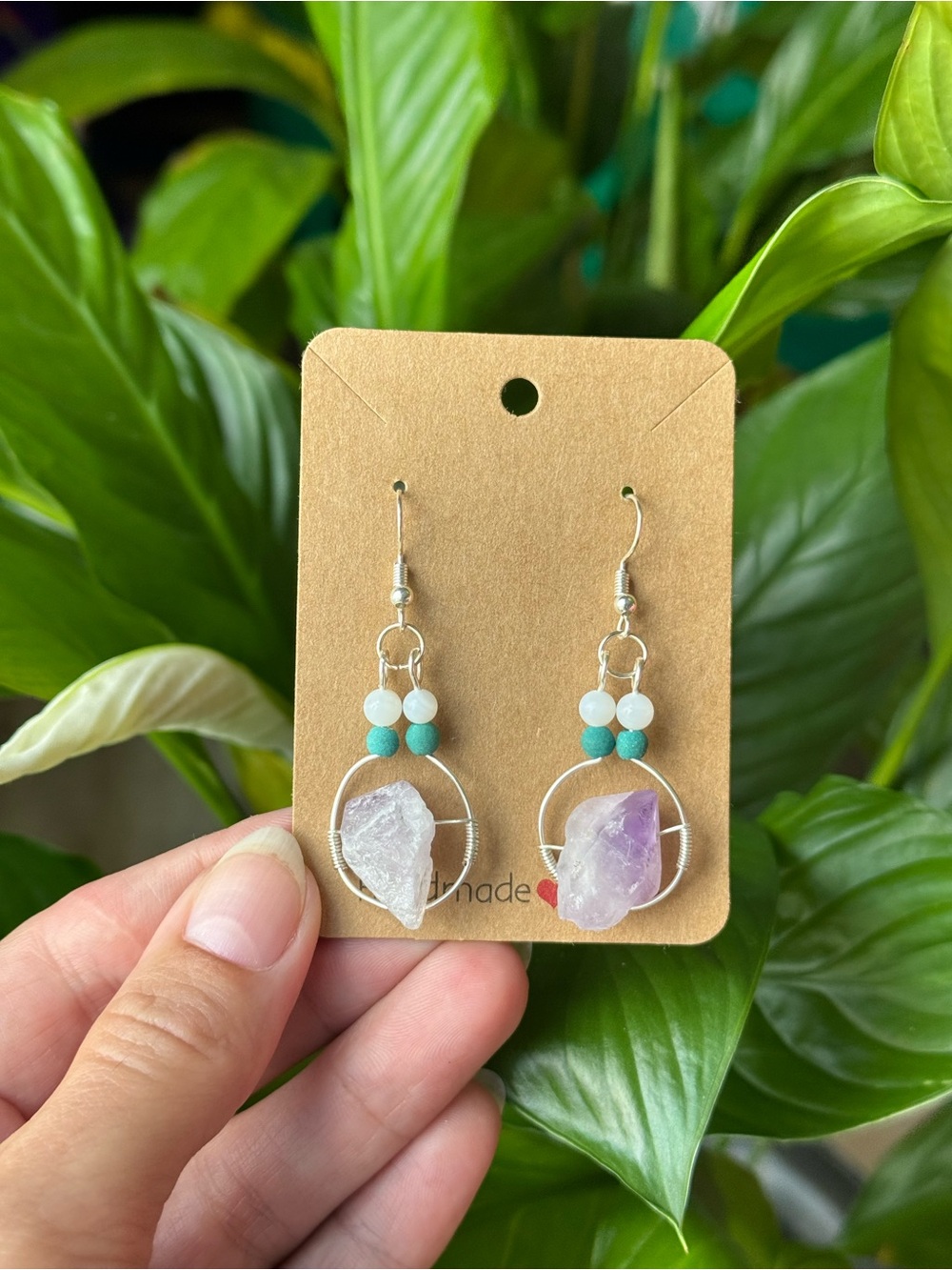 ✨RAW AMETHYST Silver hoop earrings